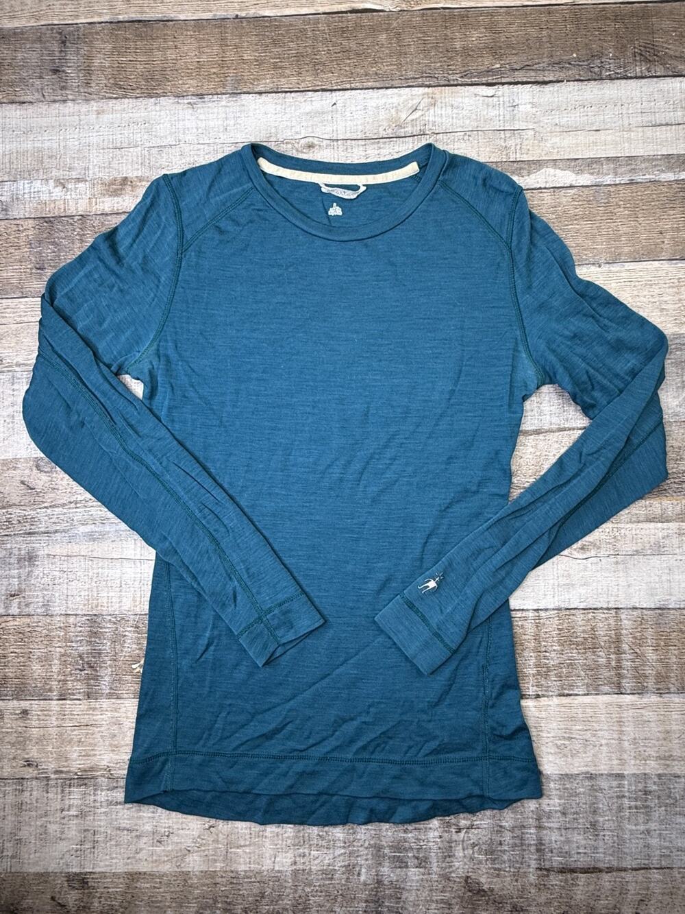 Smartwool Merino Wool Base Layer Top Women L Blue Long Sleeve Shirt